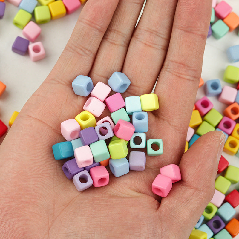 Solid Color Rounded Square Acrylic Beads 7mm Large Hole 100pcs 4