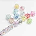Floral Bubblegum Beads 20mm Matte White with Colorful Flowers 15pcs