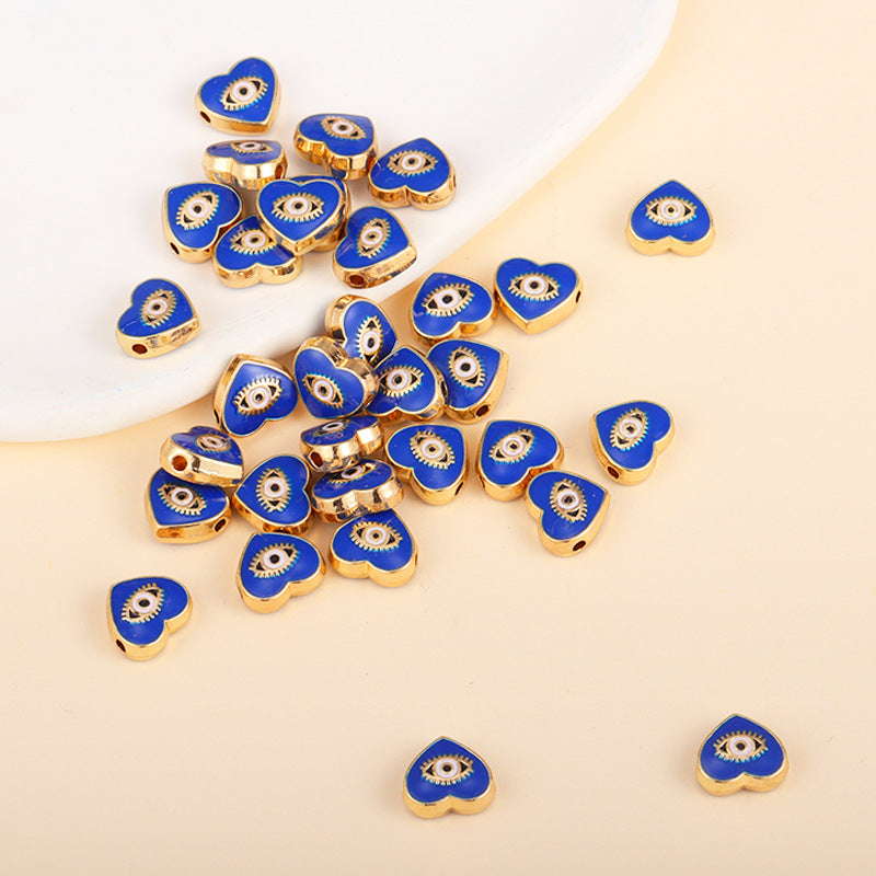 Irregular Shaped Metal Beads Double-Sided Enamel Evil Eye 20pcs 47