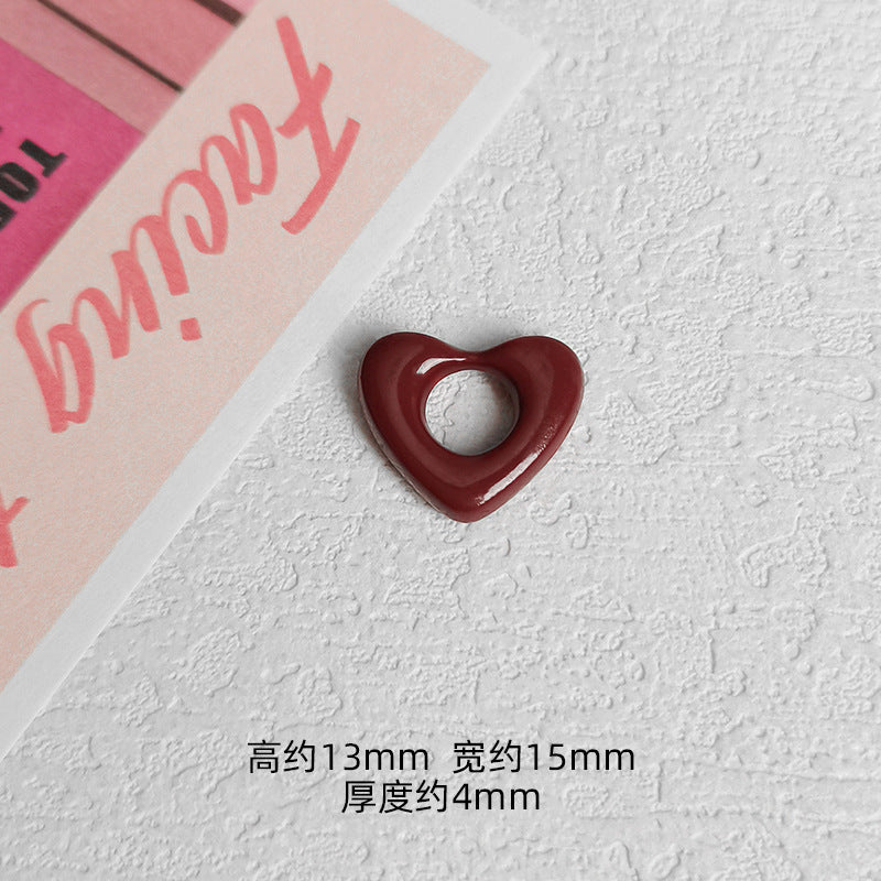 Heart Metal Beads 15mm Morandi Color Hollow Alloy 10pcs 8