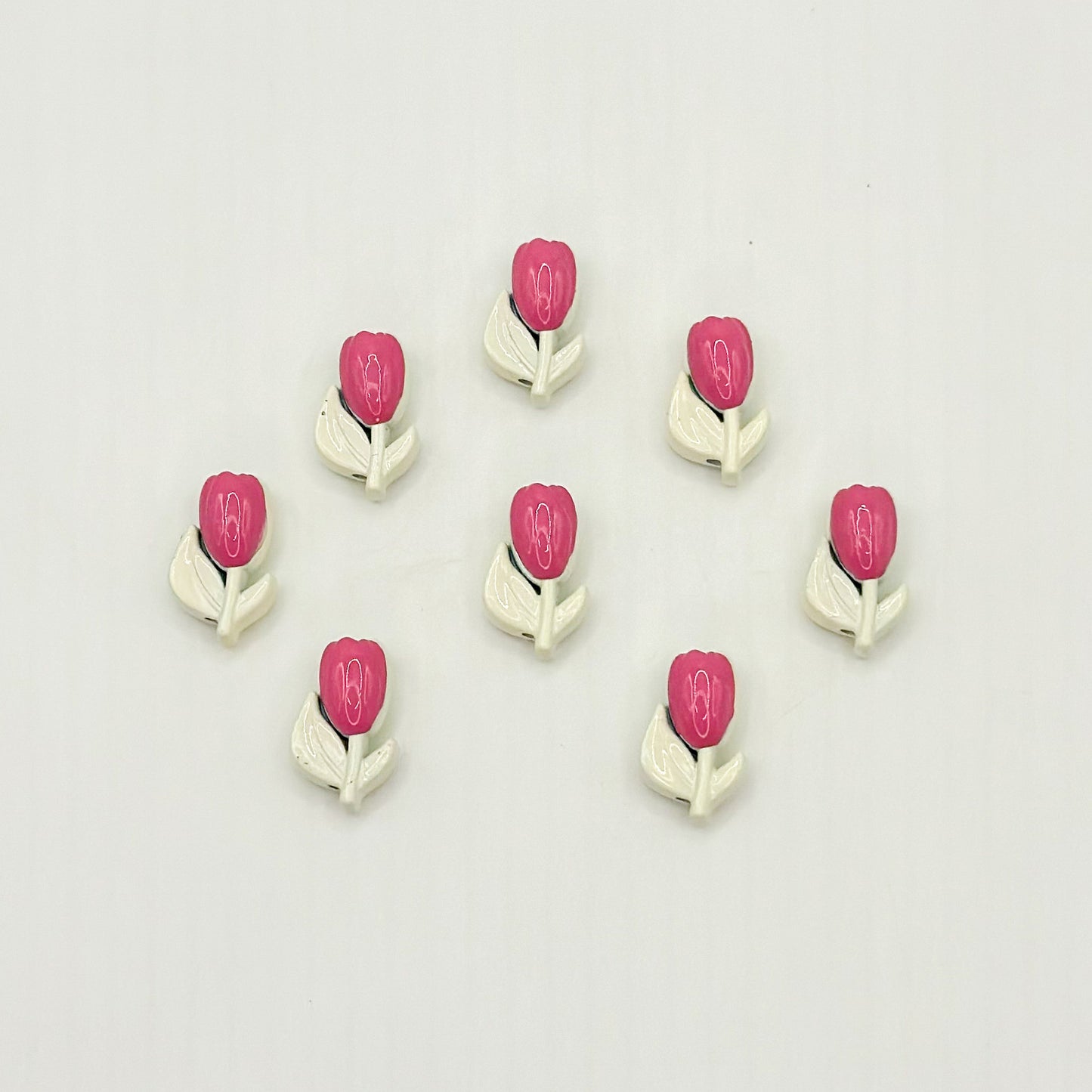 Tulip Metal Beads 14mm Two-Color Baking Painted Alloy 10pcs 10