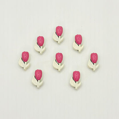 Tulip Metal Beads 14mm Two-Color Baking Painted Alloy 10pcs 10
