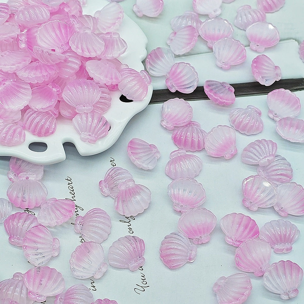 Czech Glass Beads Scallop Shell 16-18mm Frosted Pastel Colors 25pcs 12