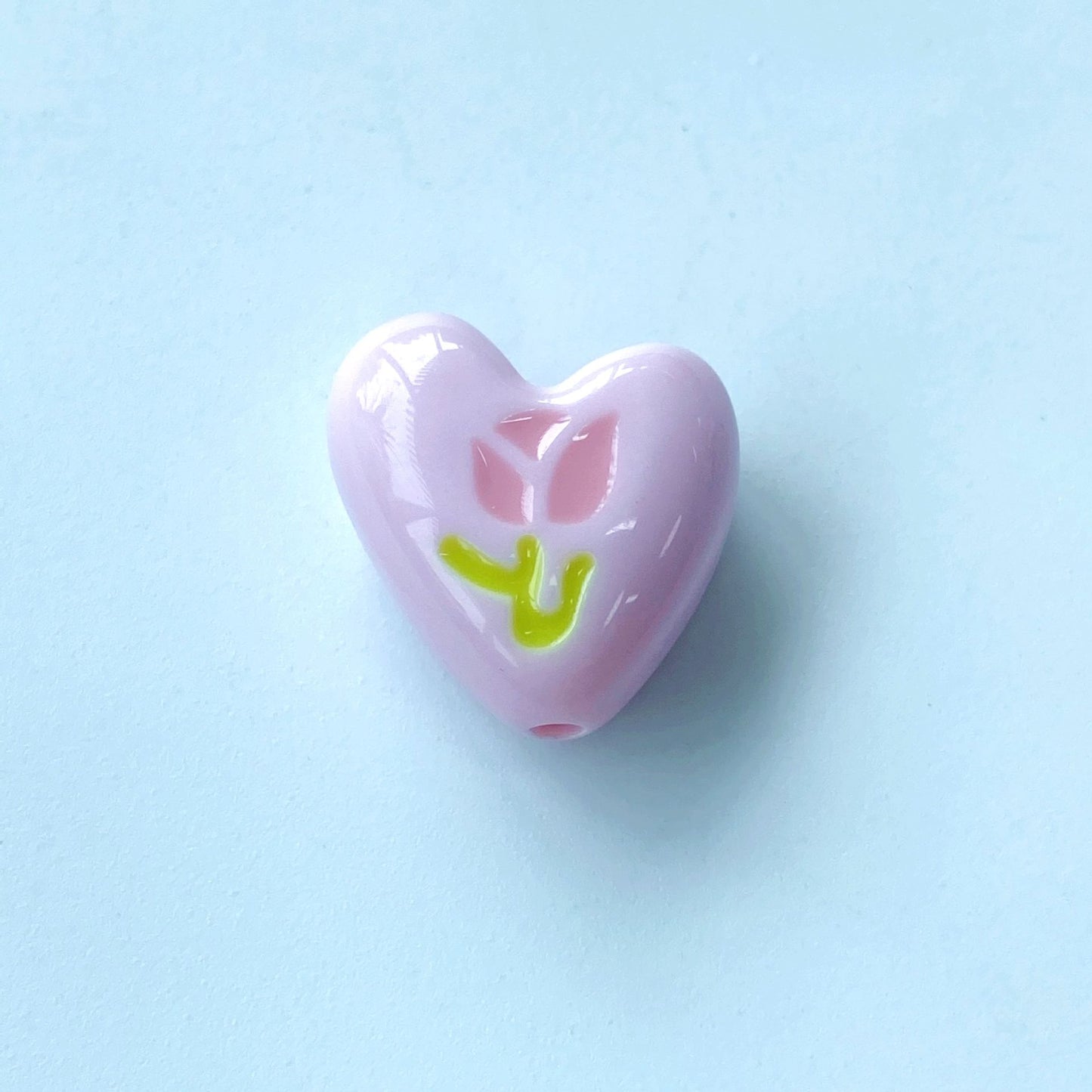 Hand Painted Heart Acrylic Beads 20mm Summer Tulip Pastel 100pcs 9