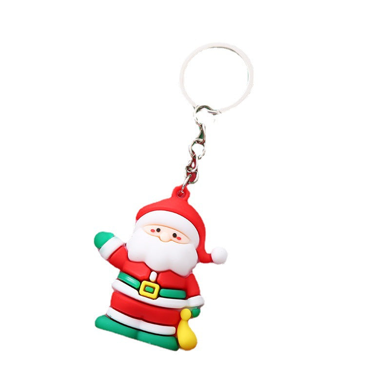 Silicone Christmas Snowman Keychain Cartoon Holiday Characters 5