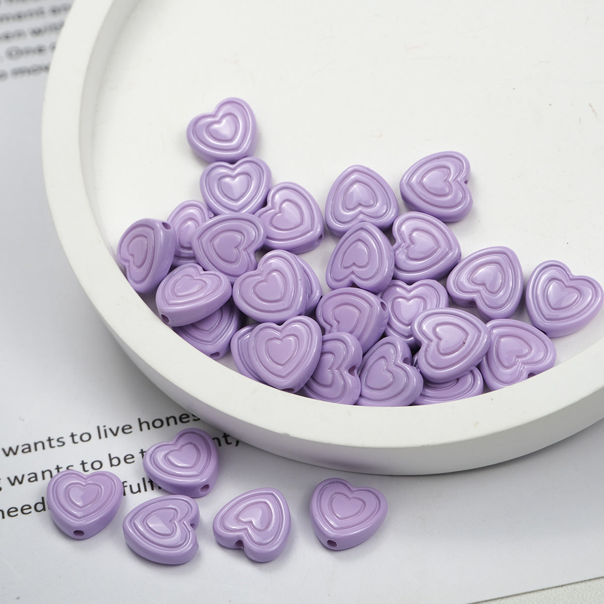 Mini Spiral Heart Acrylic Beads 11mm Colorful Mixed 50pcs 7