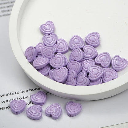 Mini Spiral Heart Acrylic Beads 11mm Colorful Mixed 50pcs 7