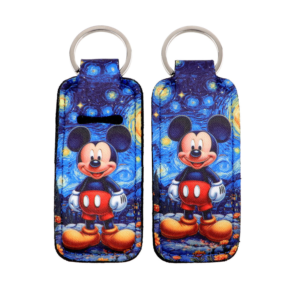 Cartoon Character Chapstick Holder Keychain Neoprene Colorful 8pcs 5