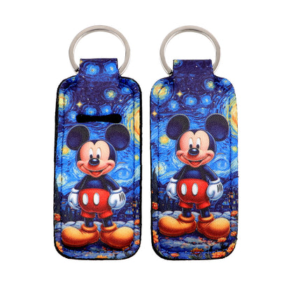 Cartoon Character Chapstick Holder Keychain Neoprene Colorful 8pcs 5
