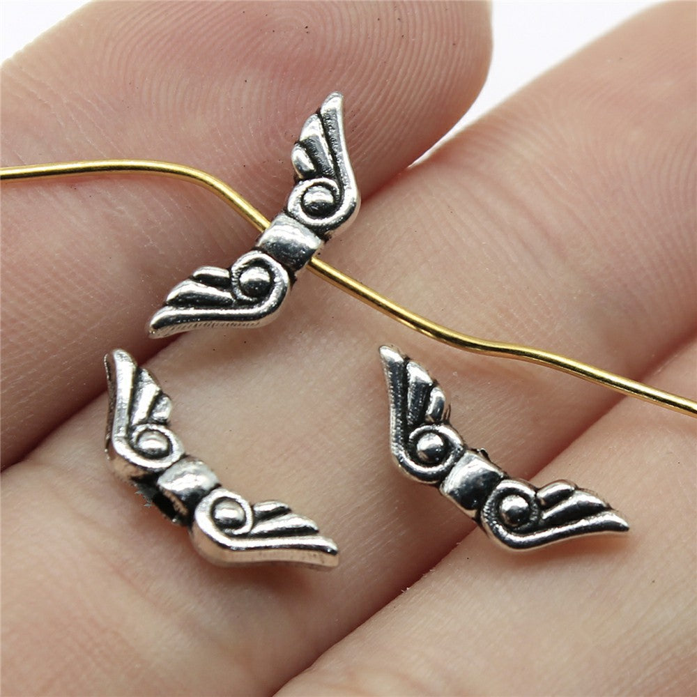Angel Wing Metal Beads 16mm Vintage Detailed Feather Texture 80pcs 2