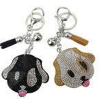 Cartoon Puppy Rhinestone Keychain Zinc Alloy Suede Tassel