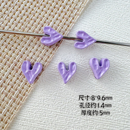 Heart Stone Metal Beads 6mm 9mm Glossy Painted Pastel Colors 50pcs 10
