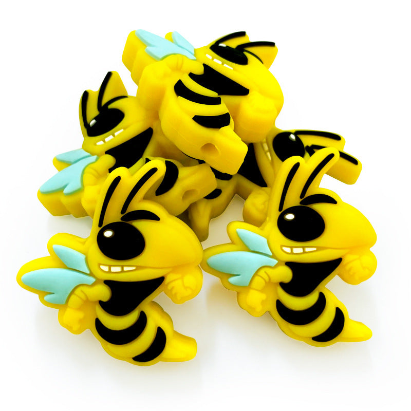 Silicone Focal Beads Bumblebee Holding Wings 20pcs 3