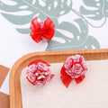 Flower Cluster Clay Beads 23mm Polymer Roses with Bow 5pcs 3