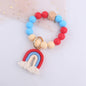 Rainbow Tassel Silicone Bead Wristlet Keychain Pastel Colors 10
