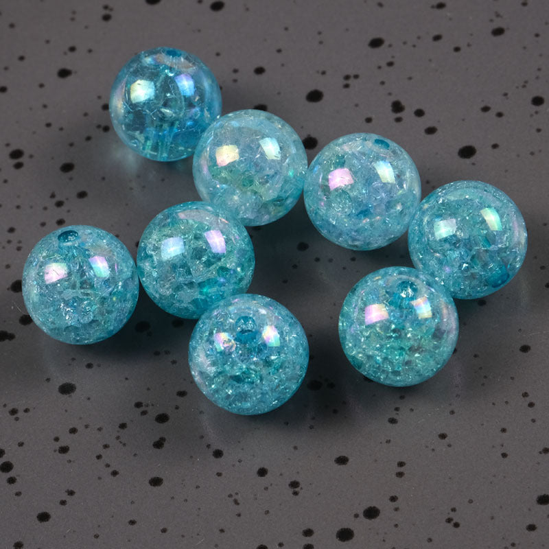 Plating Round Acrylic Beads 16mm AB Colored Crackle 100pcs 16
