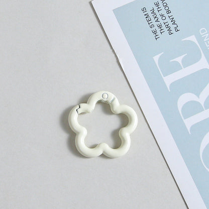 Zinc Alloy Flower Trigger Spring Key Rings 28mm 6pcs Baking Painted 5