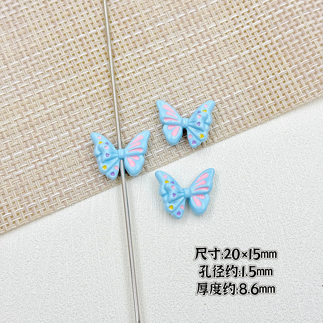 Flower Butterfly Metal Beads 16-20mm Baking Painted Glossy Finish 10pcs 15