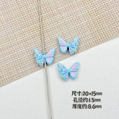Flower Butterfly Metal Beads 16-20mm Baking Painted Glossy Finish 10pcs 15