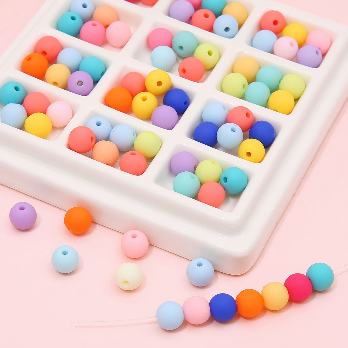 Opaque Acrylic Beads 8mm Pastel Matte Colors 60pcs 3