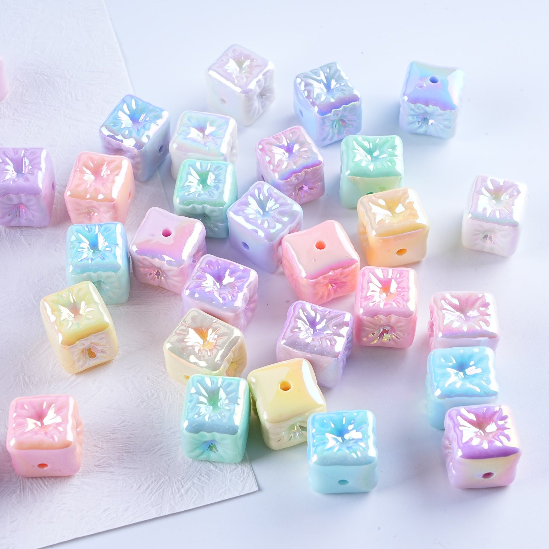Macaron Color Balloon Square Acrylic Beads 14mm UV Plating 50pcs 4