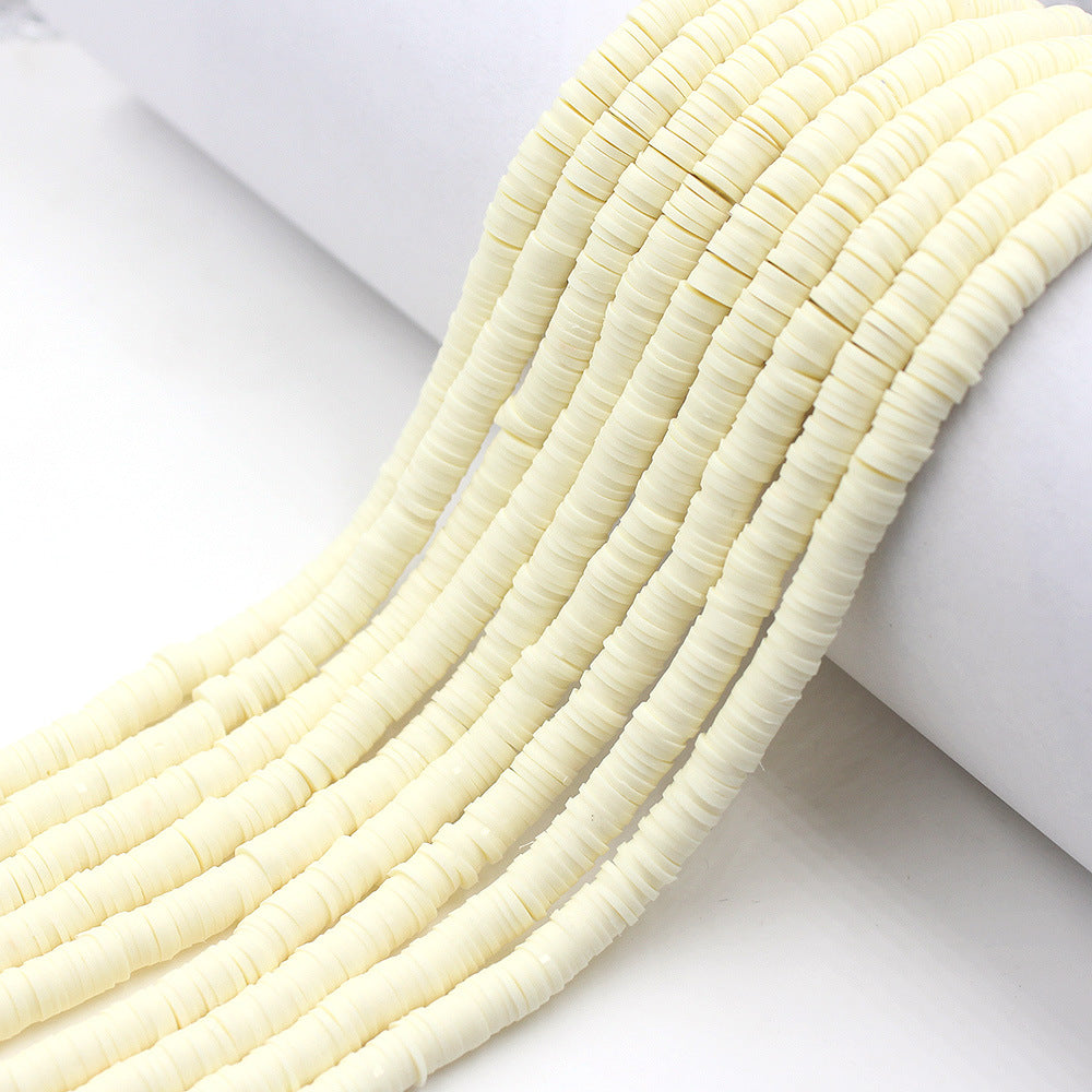 Flat Clay Beads 6mm Solid Color Smooth Polymer Disc 10strands 4