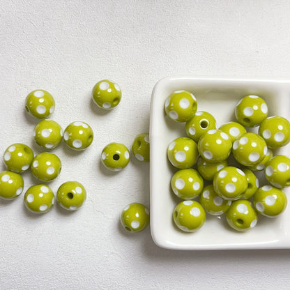 Bright Polka Dot Resin Beads 12mm Glossy Multicolor 20pcs 8