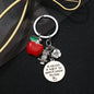 Stainless Steel Teacher Apple Keychain Glossy Red Charm 3