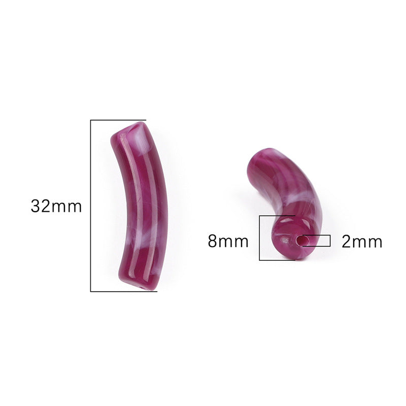 Curved Tube Acrylic Beads 32mm Translucent Mixed Colors 40pcs 5