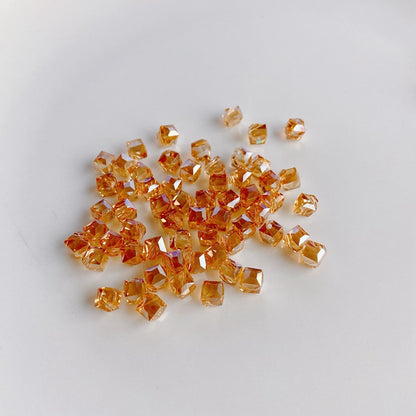 Geometric Square Glass Beads 5mm Transparent Perforated 10pcs 10