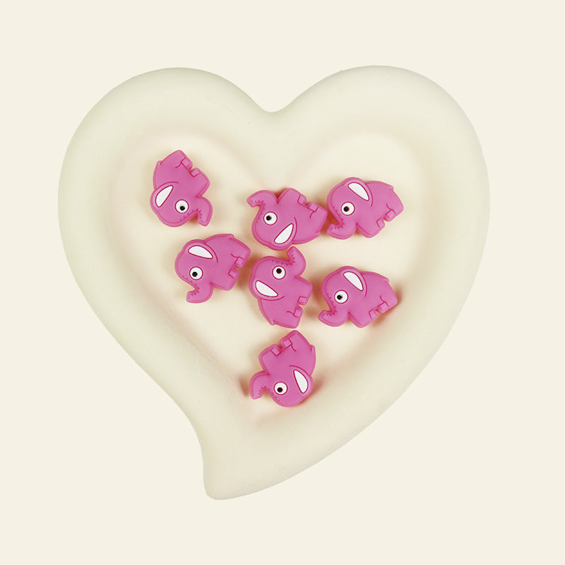 Silicone Focal Beads Elephant Animals Smiling Face Pastel Colors 20pcs 10