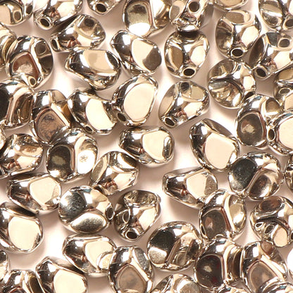 Irregular Gravel Shaped CCB Plastic Beads 7mm Glossy Gold and Silver 200pcs 7