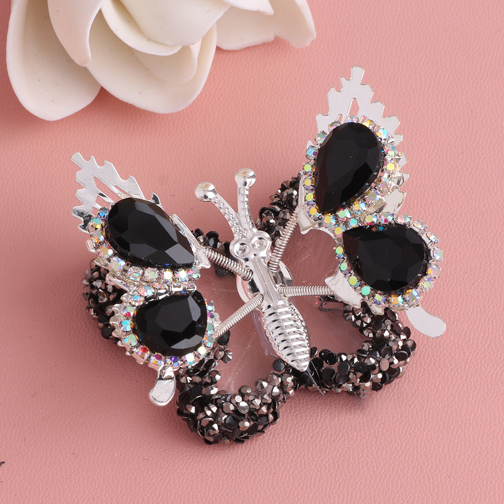 Fancy Butterfly Rhinestone Beads Alloy Spring Action Wings 5pcs 14