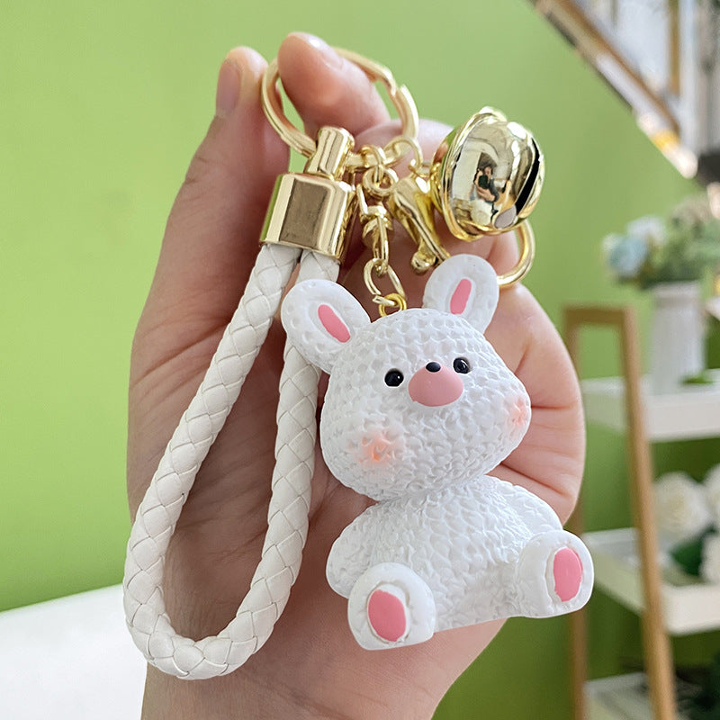 Resin Animal Keychain Pig Duck with Braided Strap and Gold Accents 5