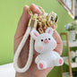 Resin Animal Keychain Pig Duck with Braided Strap and Gold Accents 5