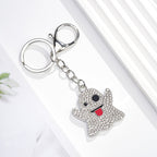 Diamond Crystal Halloween Ghost Keychain Metal Smiley Charm