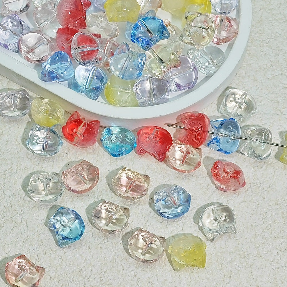 Clear Fox Head Glass Beads 14mm Transparent Playful Design 25pcs