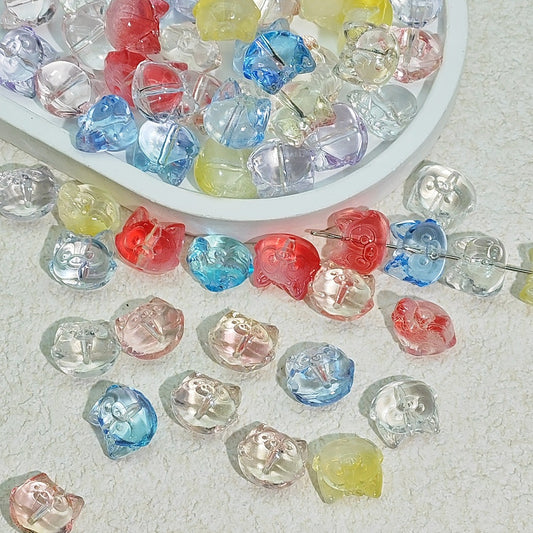 Clear Fox Head Glass Beads 14mm Transparent Playful Design 25pcs
