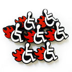 Silicone Focal Beads Fire Chair White Wheelchair Icon with Red Flames 20pcs 3