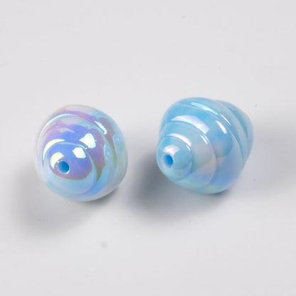 Pastel Cow Horn Wrapped Acrylic Beads 17mm Iridescent Finish 50pcs 6