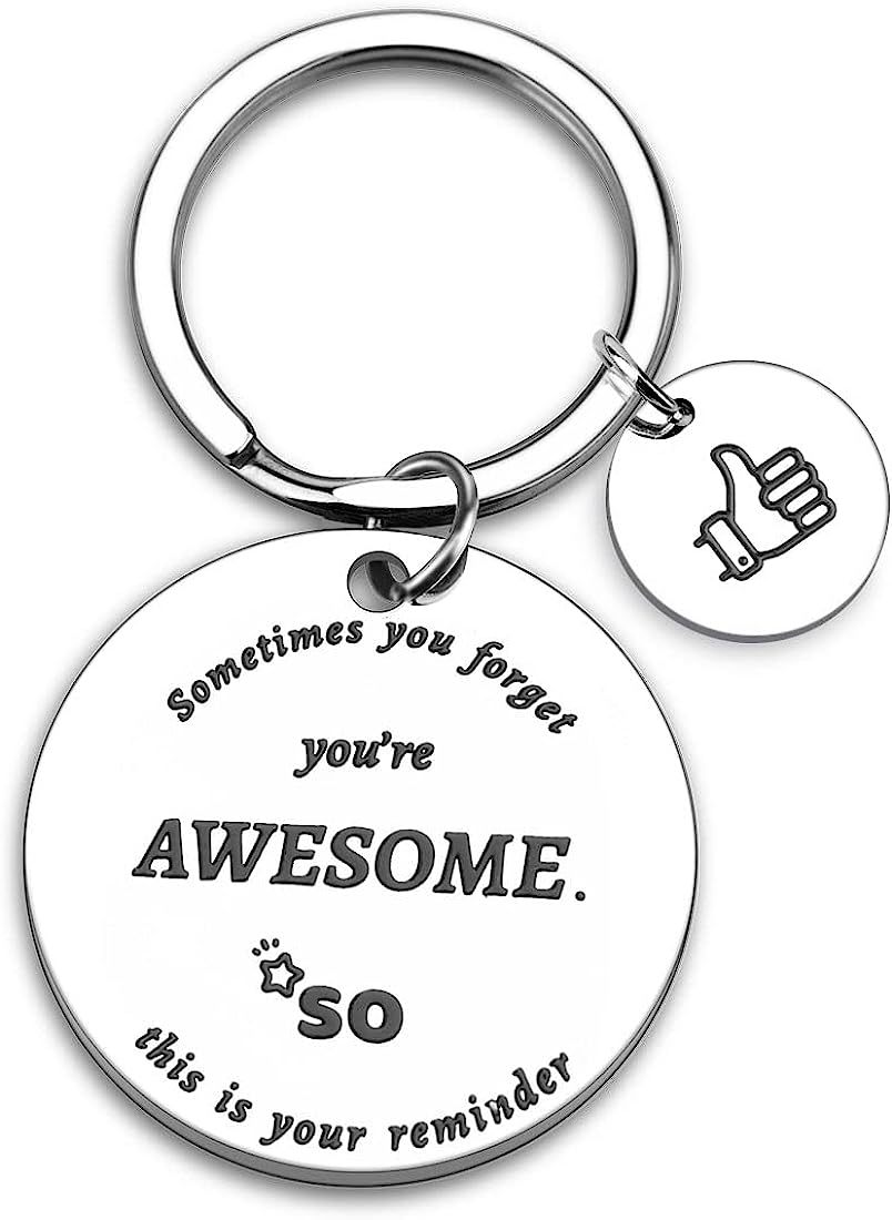 Inspirational Stainless Steel Keychain You Are Awesome Message Thumbs Up Charm 6