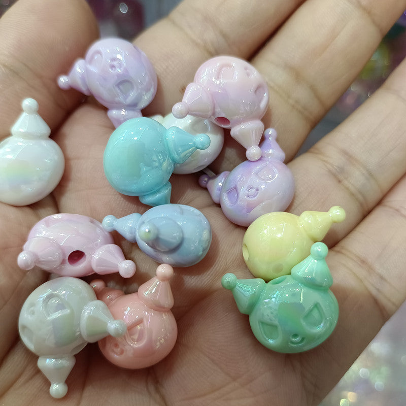 UV Plating Angry My Melody Acrylic Beads 16mm Pastel Rainbow 100pcs 6