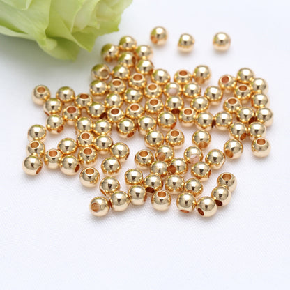 Brass Round Metal Beads 2-8mm Glossy Plating 100pcs