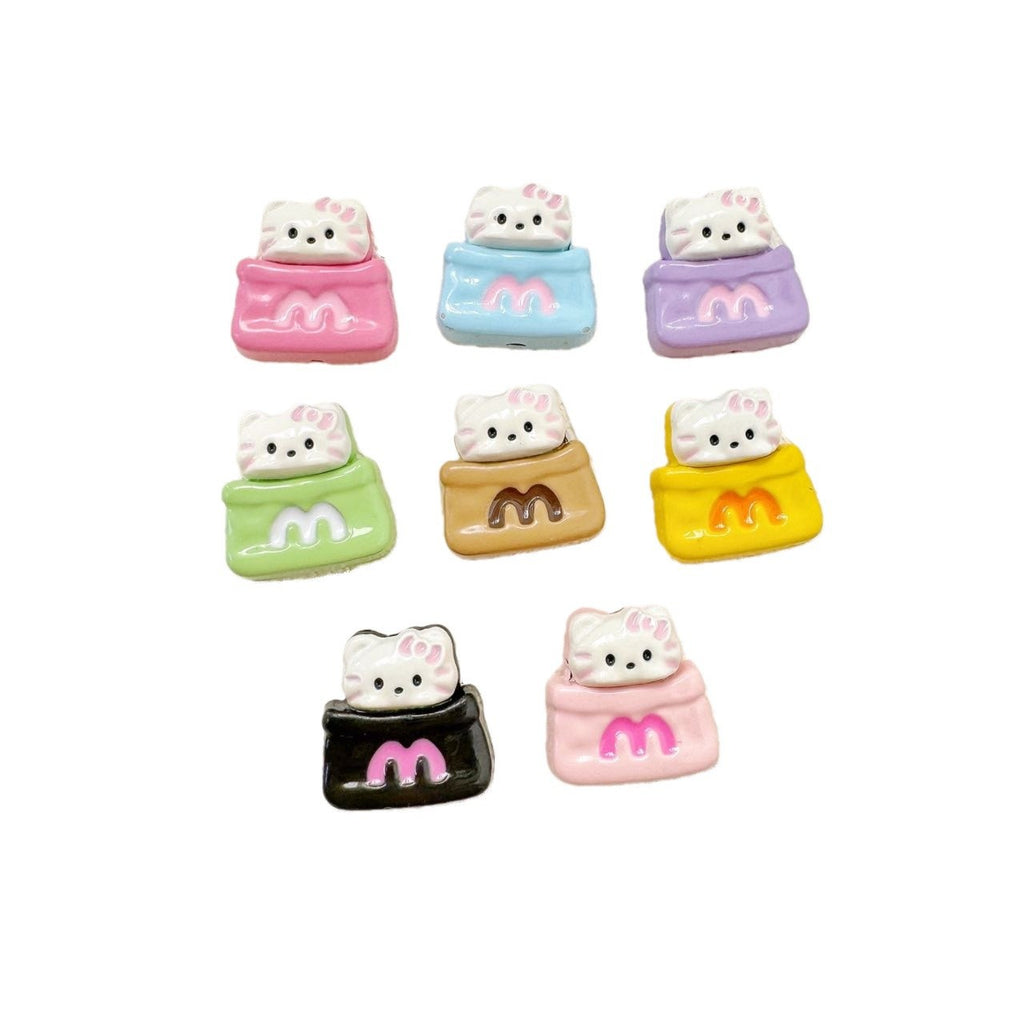 Cat and Bear Candy Painted Metal Beads 13 16mm Glossy 10pcs 2