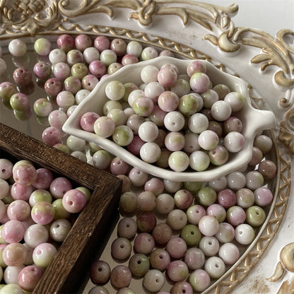 Crackle Round Glass Beads 10mm Imitation Jade Pastel Colors 40pcs 13