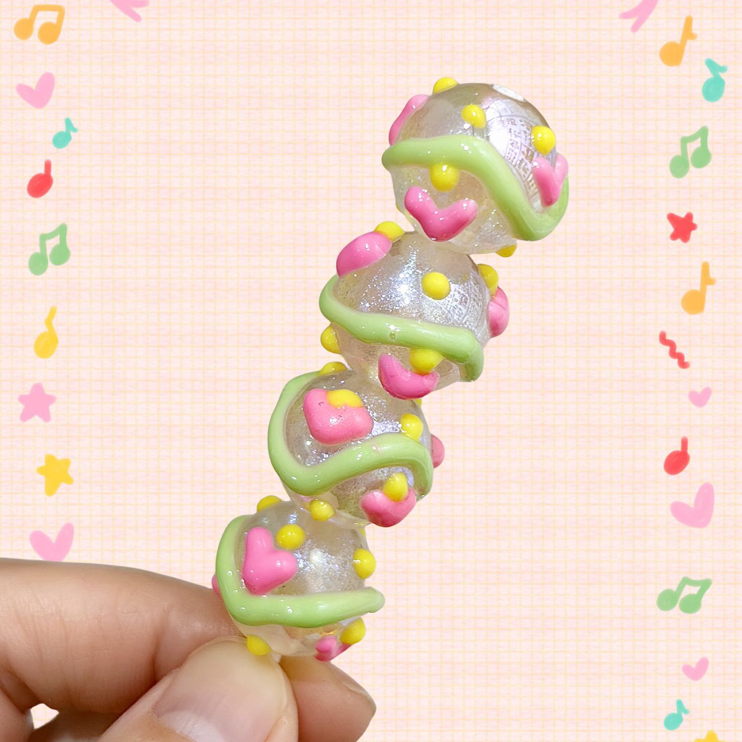 Hand Painted Starfish Acrylic Beads 16mm Christmas Cap Series 5pcs 16