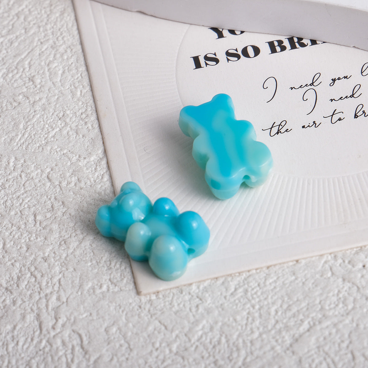 Gradient Teddy Bear Acrylic Beads 18mm Multicolor Glossy 250pcs 7