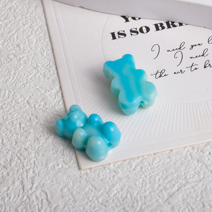 Gradient Teddy Bear Acrylic Beads 18mm Multicolor Glossy 250pcs 7