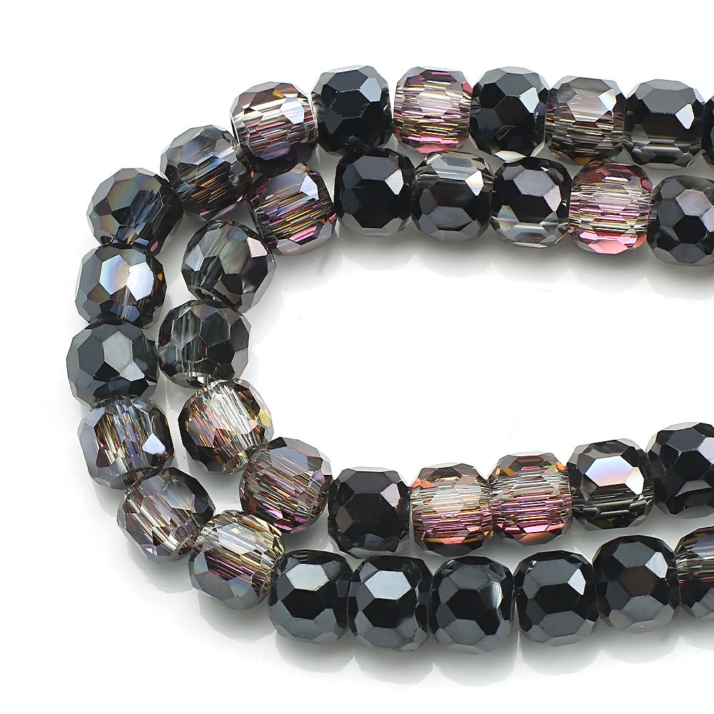 Faceted Glass Beads 8mm Plating Large Hole Mixed Colors 50pcs 19