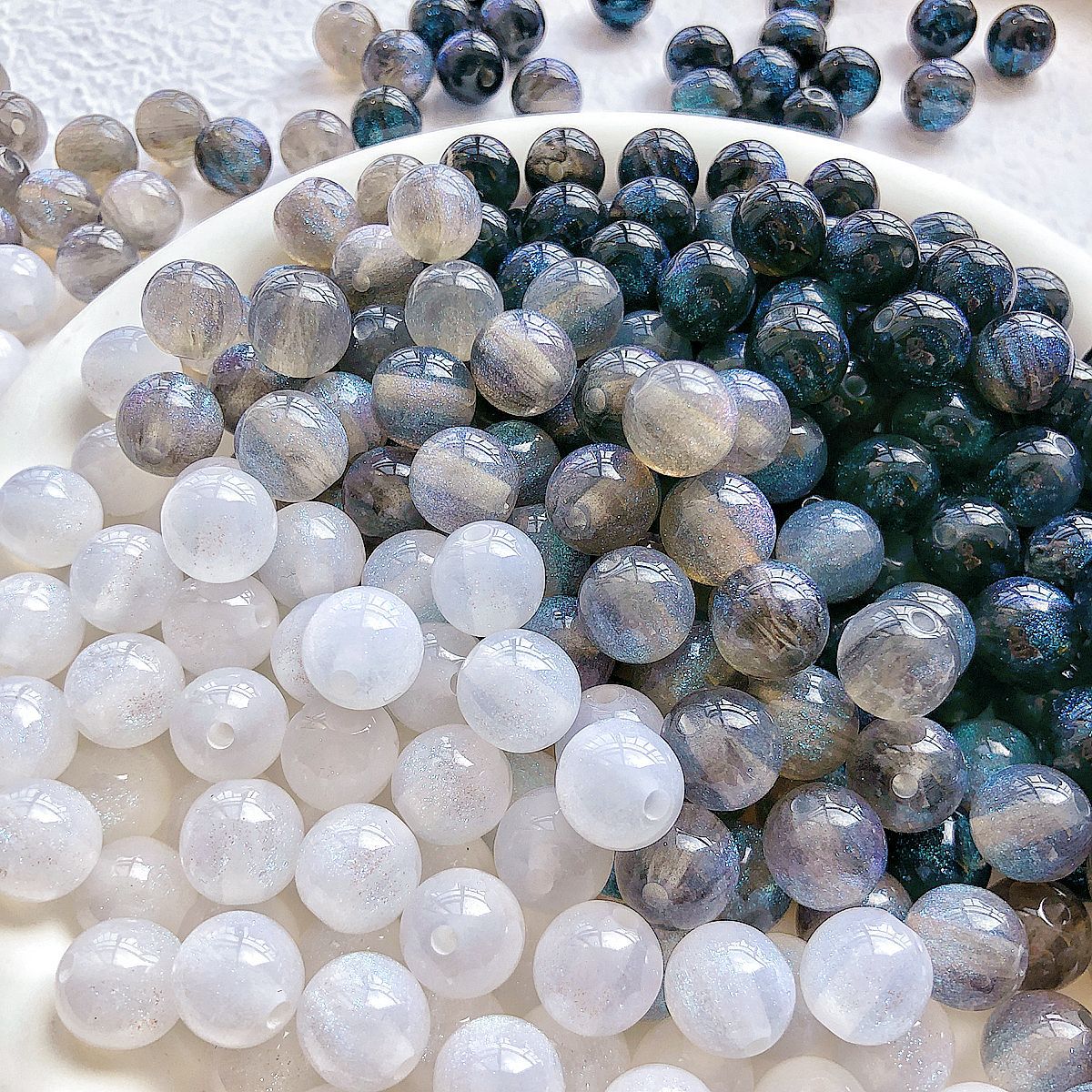 Galaxy Series Resin Beads 10mm Blue Glitter Powder 30pcs 4